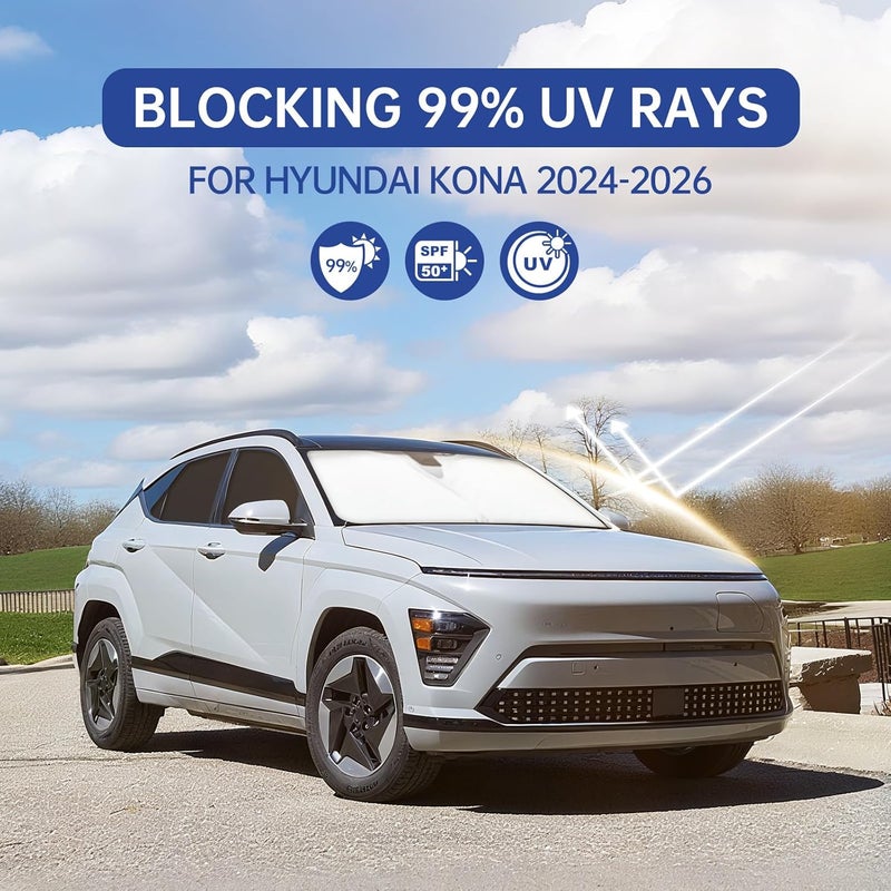 FSHAANY'S Car Window Shades for Hyundai Kona 2024-2026, Full Car Window Covers for Privacy, Sunshades for Kona Front Rear Windshield Side Windows to Block UV and Protect Privacy(8pcs) - Image 2